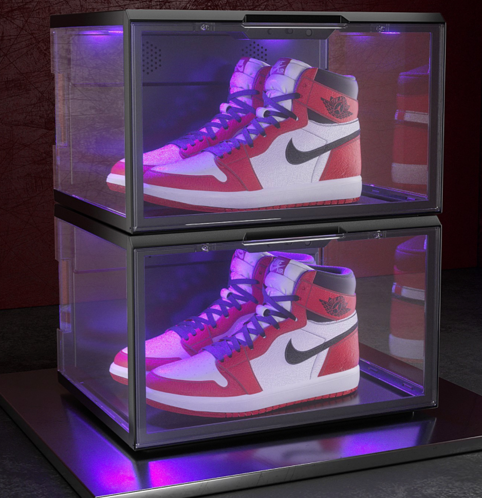 LED UV Light Up Black Sneaker Shoe Box Display Case